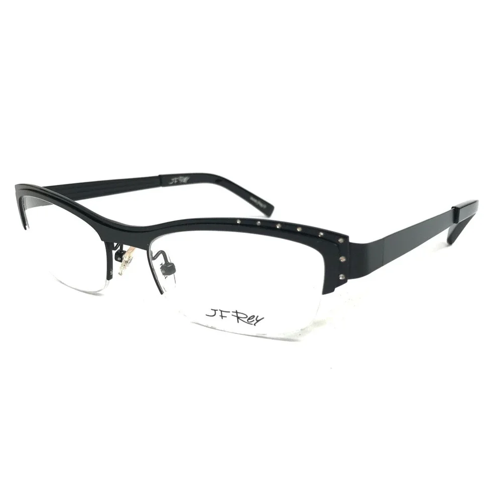 J.F. Rey Eyeglasses Frames JF2551 ST 0000 Black Asymetric Crystals 52-18-134